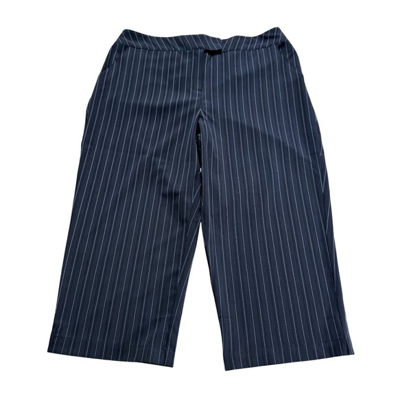 Tail Size 14 Black Pinstripe Livia Mid Rise Straight Leg Golf Crop Capri Pants - Picture 1 of 11